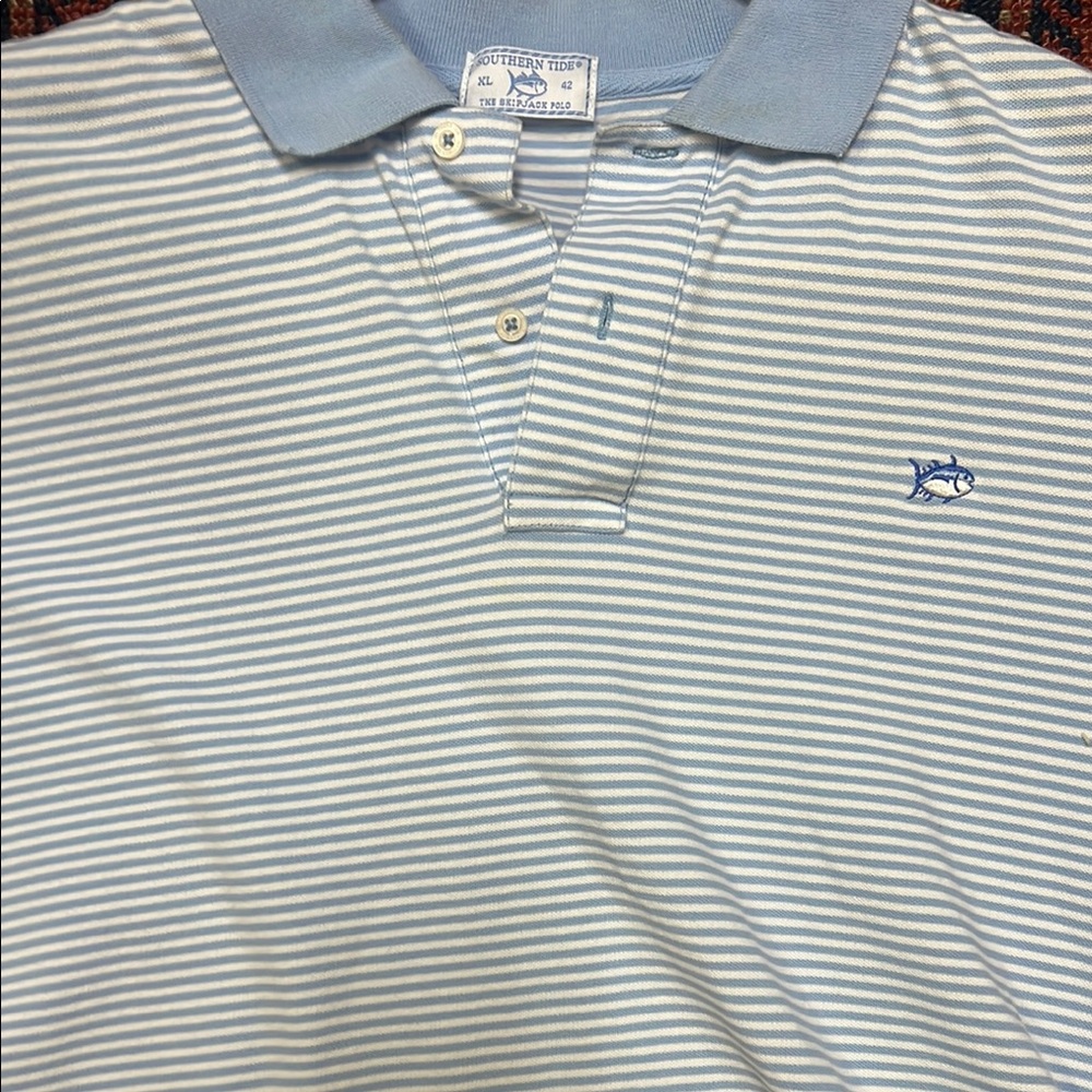 Southern Tide Classic Blue and White Polo